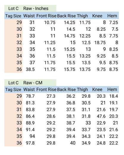 Lot C • Baird Jeans • Straight Fit • 12oz Kurabo Mills • Raw • Selvedge Denim • Handmade in Illinois USA
