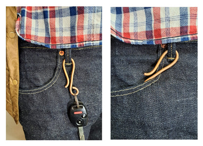 Metal Keychain Heavy Duty Keyring Handmade Copper Keyhook Belt Clip Tool Useful Gift for Men Fob Made in USA