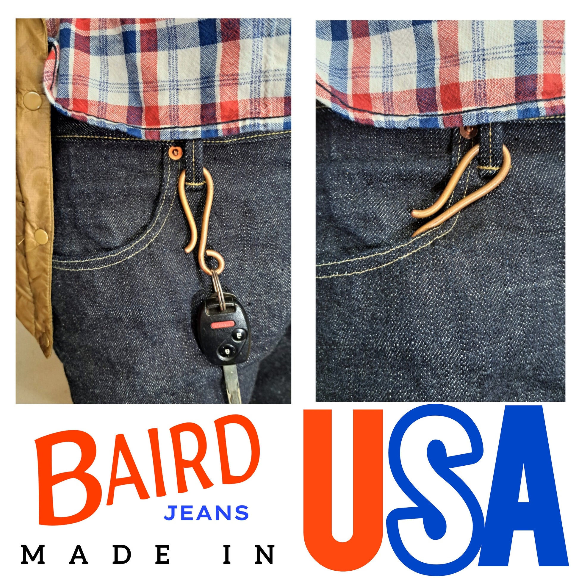 Metal Keychain Heavy Duty Keyring Handmade Copper Keyhook Belt Clip Tool Useful Gift for Men Fob Made in USA