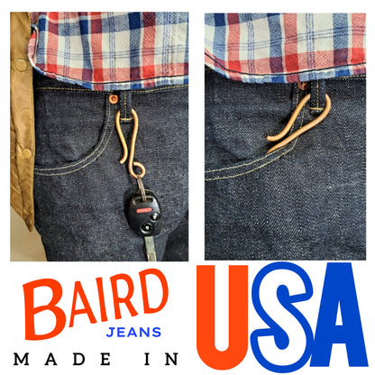 Metal Keychain Heavy Duty Keyring Handmade Copper Keyhook Belt Clip Tool Useful Gift for Men Fob Made in USA