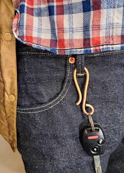 Metal Keychain Heavy Duty Keyring Handmade Copper Keyhook Belt Clip Tool Useful Gift for Men Fob Made in USA
