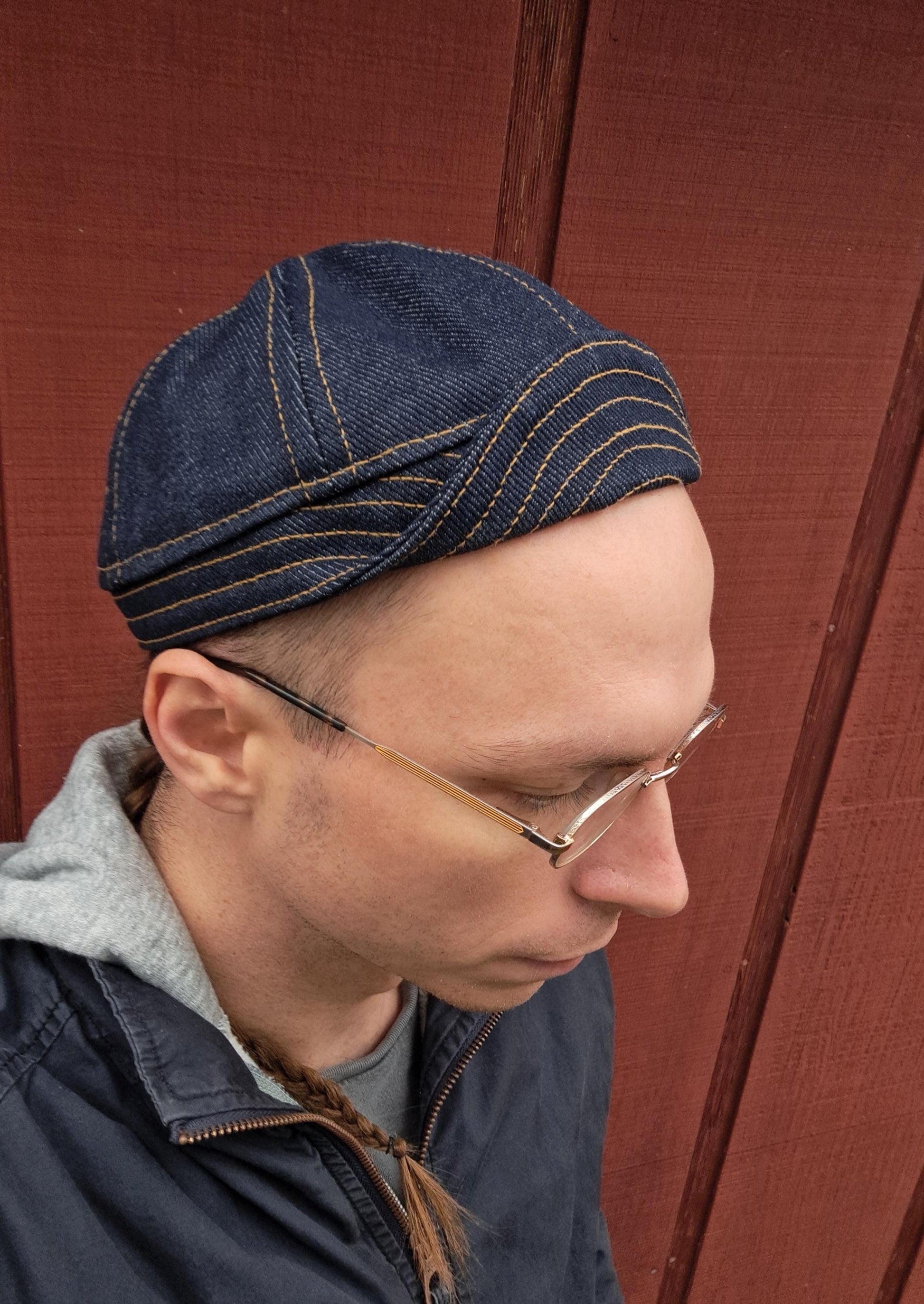 Baird Jeans Denim Hat Welding Cap Blue Raw Denim Fitted Military Mechanic Engineer