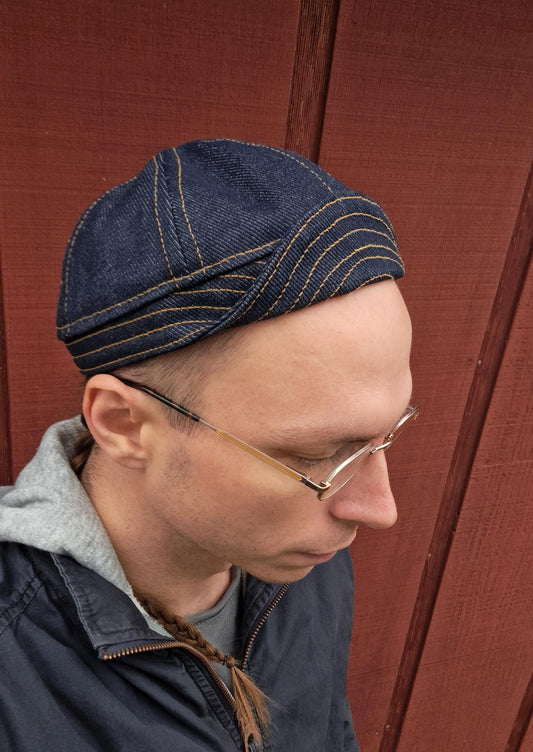 Baird Jeans Denim Hat Welding Cap Blue Raw Denim Fitted Military Mechanic Engineer