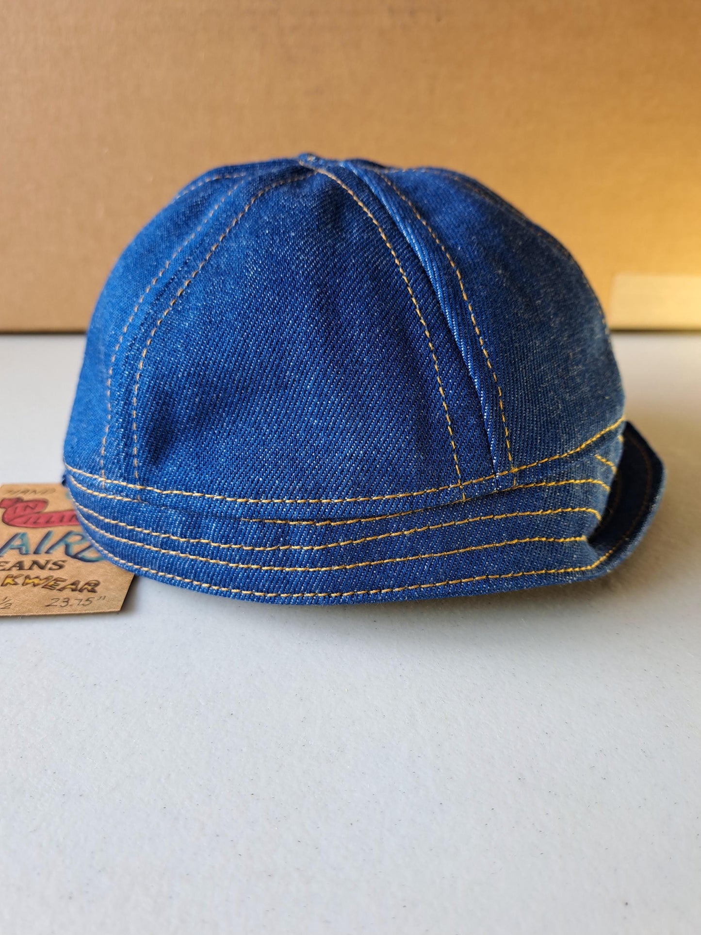 Baird Jeans Denim Hat Welding Cap Blue Raw Denim Fitted Military Mechanic Engineer