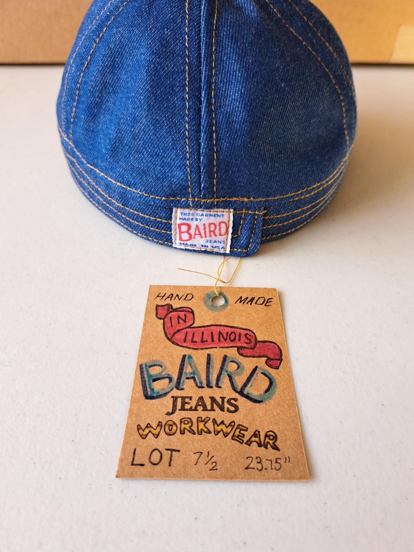 Baird Jeans Denim Hat Welding Cap Blue Raw Denim Fitted Military Mechanic Engineer