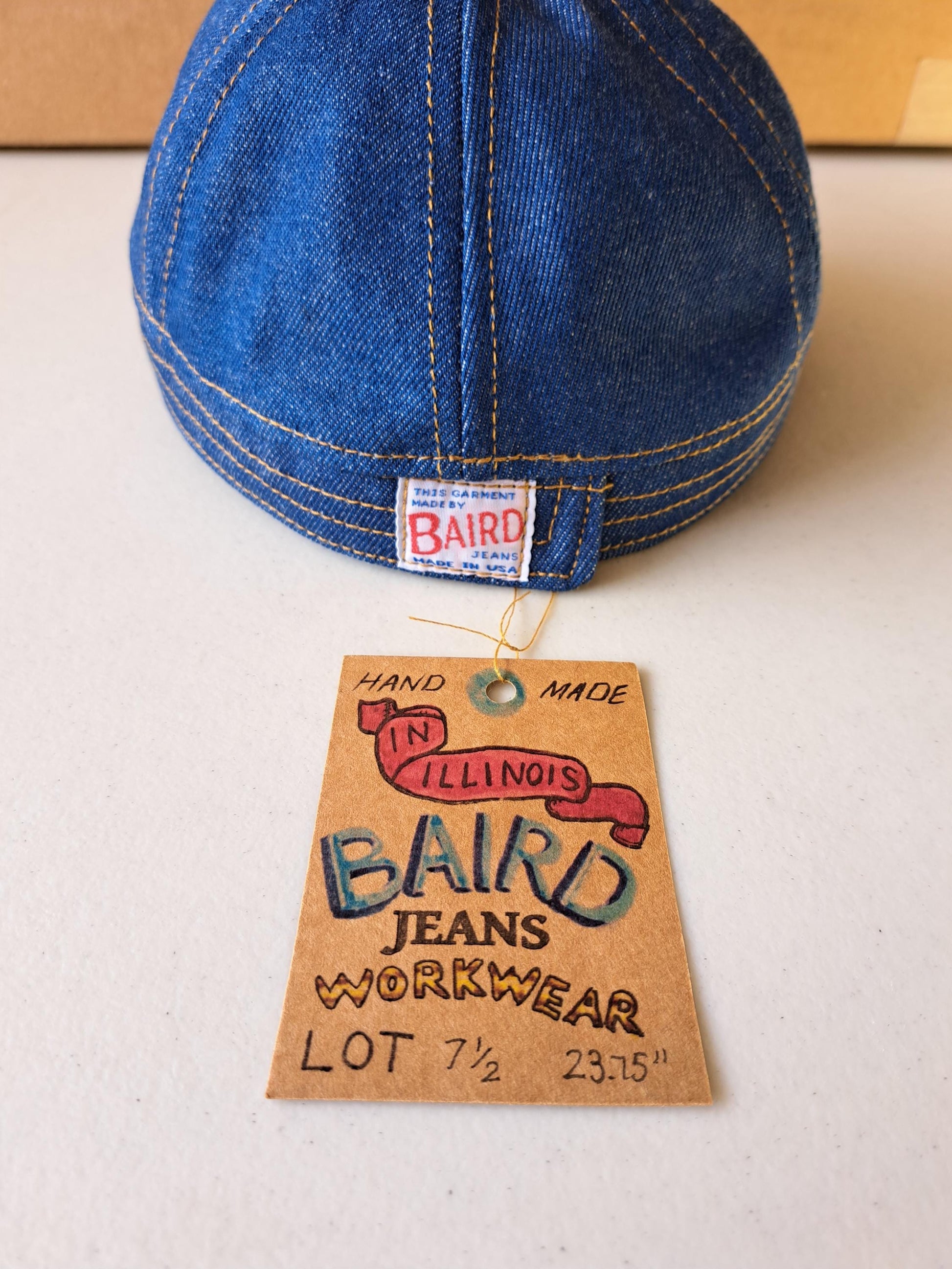 Baird Jeans Denim Hat Welding Cap Blue Raw Denim Fitted Military Mechanic Engineer