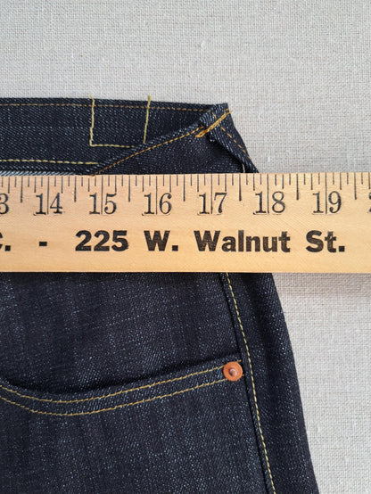 Lot 135E Baird Jeans Mens 33x34 Blue Double Knee Selvedge 14.5oz Raw Heavy Slubby Slim Fit Thai Redline Denim W35"