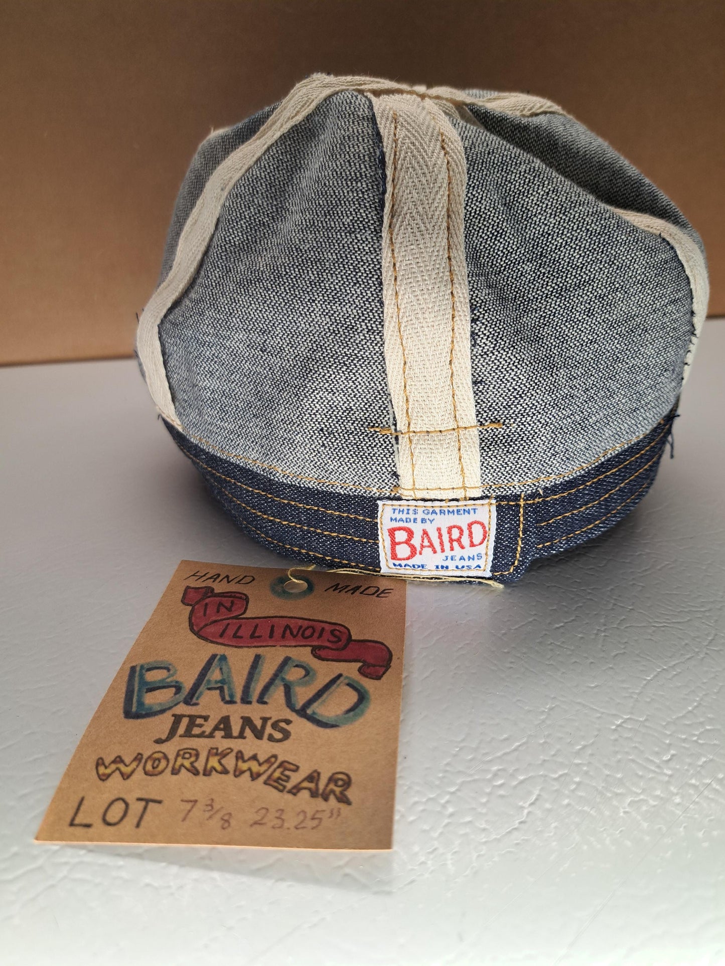 Baird Jeans Inside-Out Denim Hat Welding Cap Blue Raw Denim Fitted Military Mechanic Engineer
