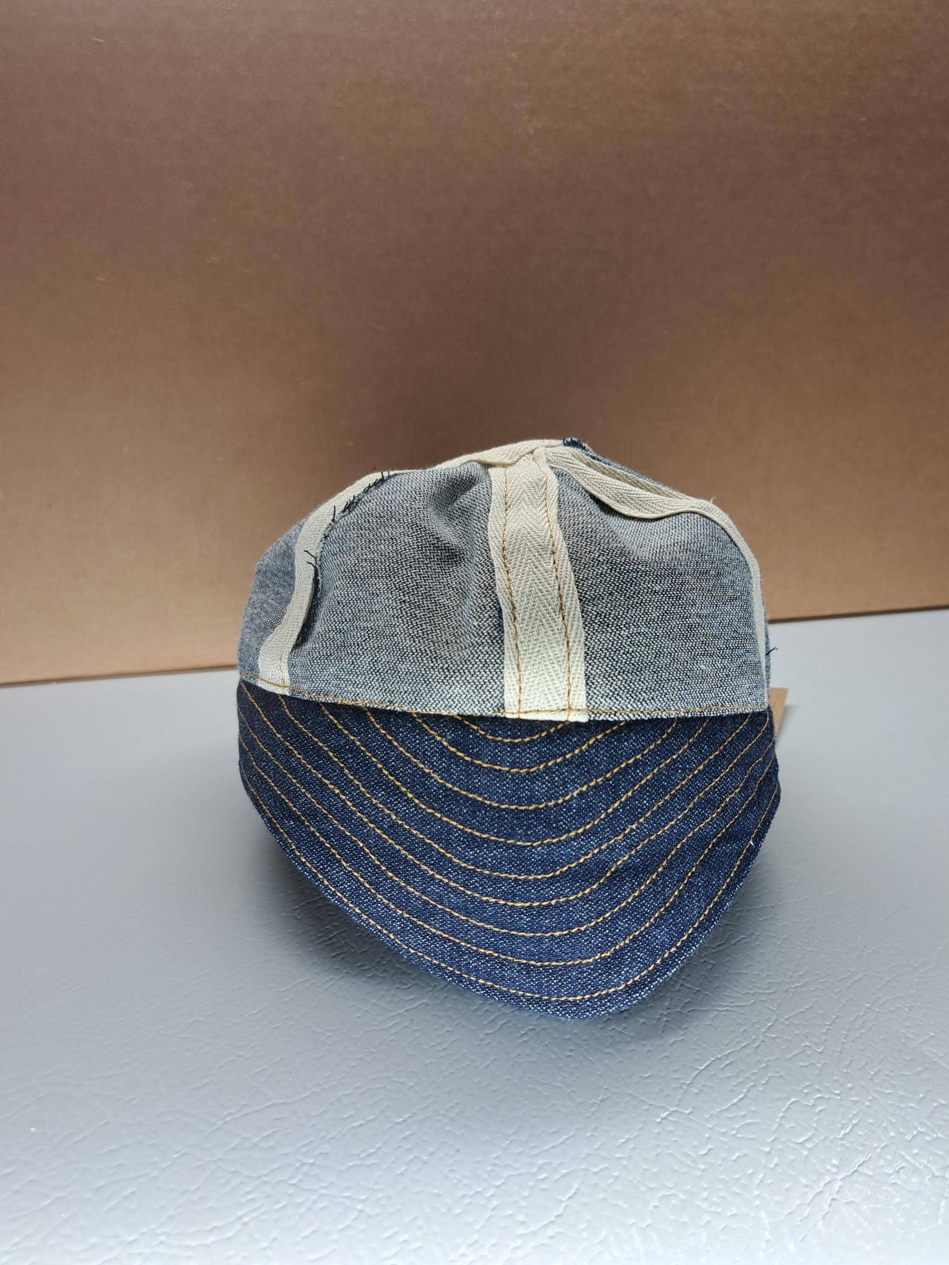 Baird Jeans Inside-Out Denim Hat Welding Cap Blue Raw Denim Fitted Military Mechanic Engineer