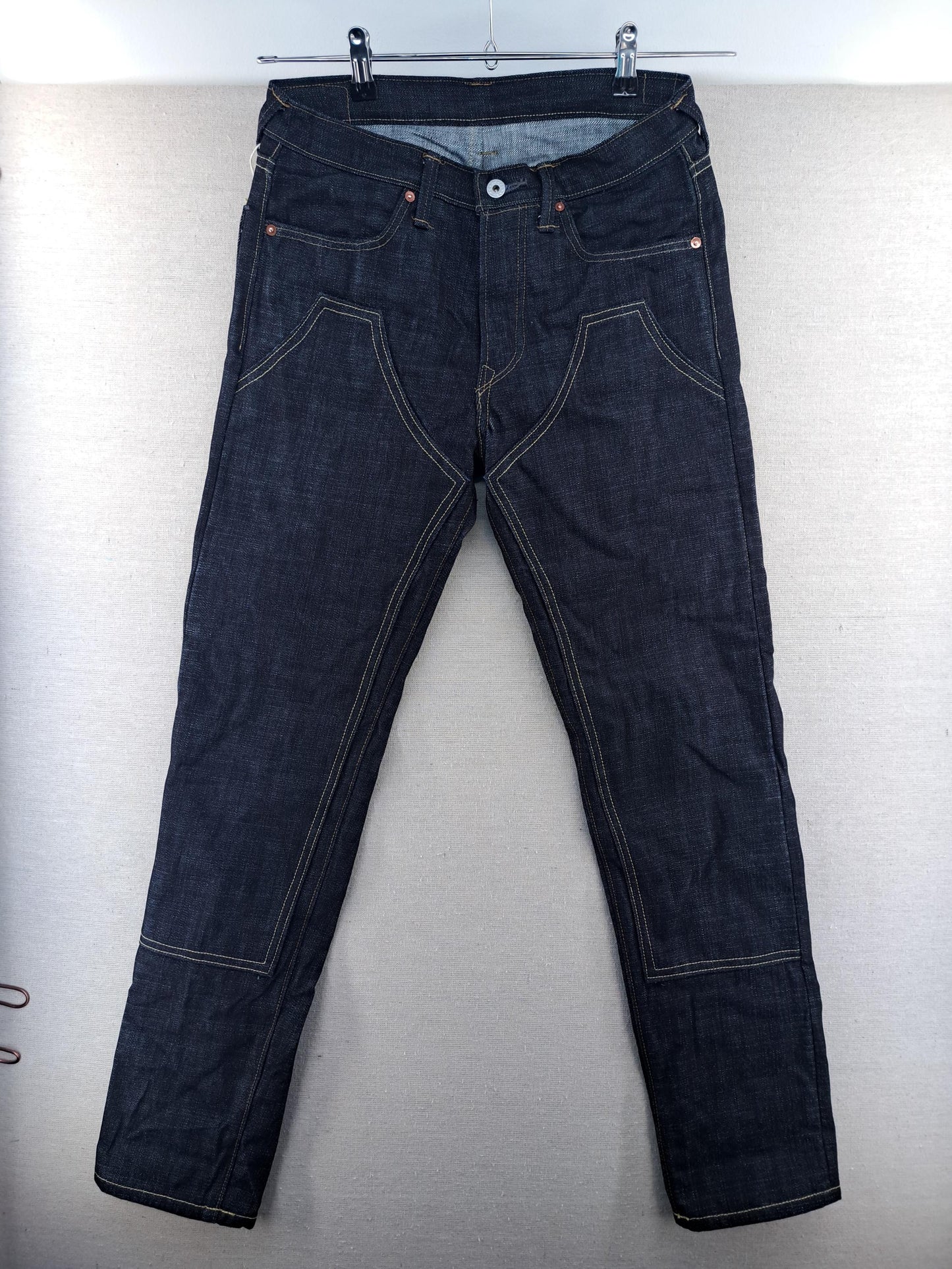 Lot 136E Baird Jeans Mens 30x31 Blue Double Knee Selvedge 14.5oz Raw Heavy Slubby Slim Fit Thai Redline Denim W31"