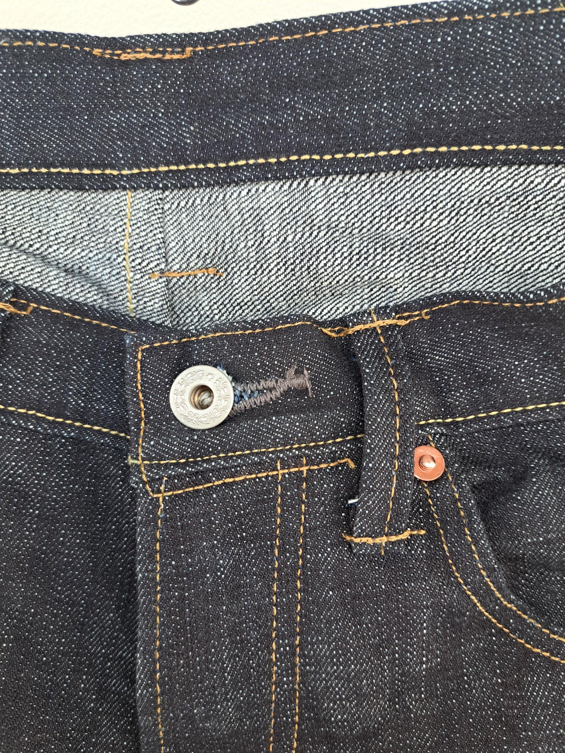 Lot 136E Baird Jeans Mens 30x31 Blue Double Knee Selvedge 14.5oz Raw Heavy Slubby Slim Fit Thai Redline Denim W31"