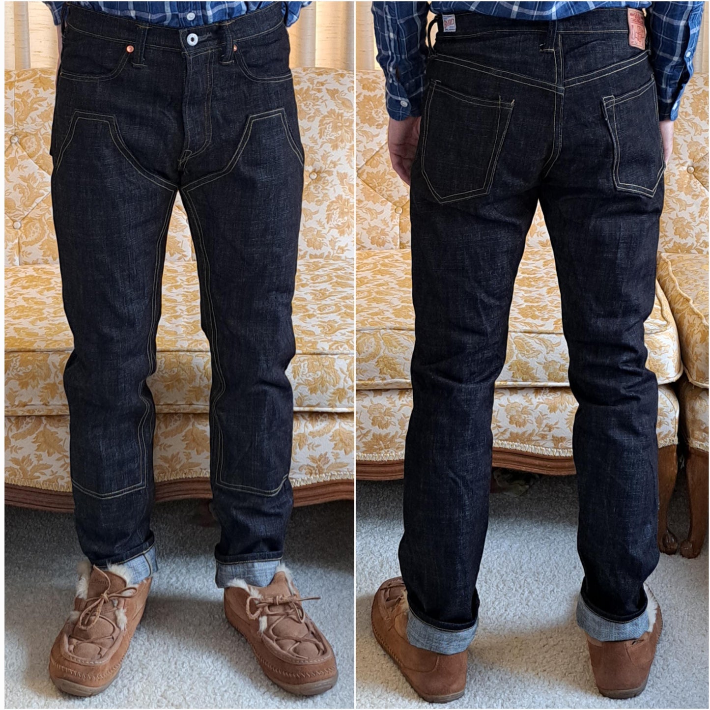 Lot 136E Baird Jeans Mens 30x31 Blue Double Knee Selvedge 14.5oz Raw Heavy Slubby Slim Fit Thai Redline Denim W31"
