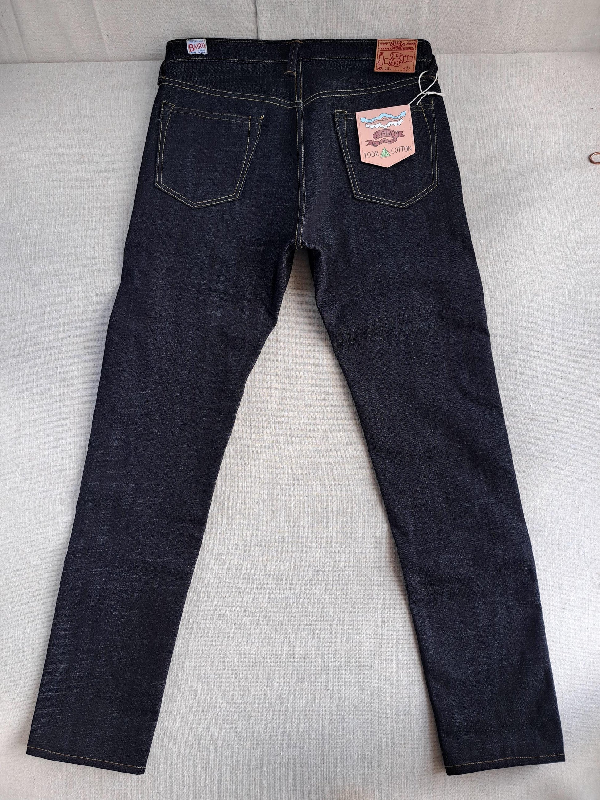 Lot 135E Baird Jeans Mens 33x34 Blue Double Knee Selvedge 14.5oz Raw Heavy Slubby Slim Fit Thai Redline Denim W35"