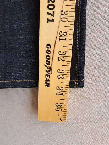 Lot 135E Baird Jeans Mens 33x34 Blue Double Knee Selvedge 14.5oz Raw Heavy Slubby Slim Fit Thai Redline Denim W35"