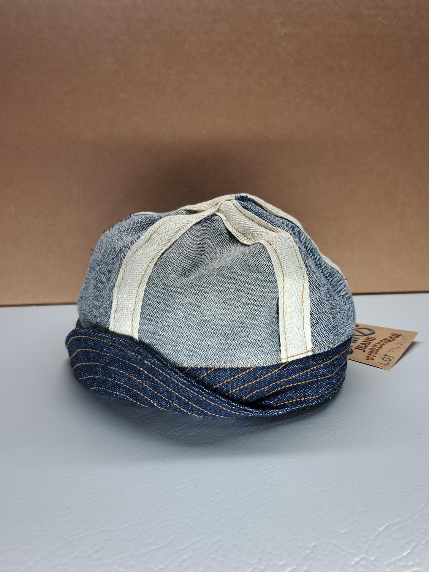 Baird Jeans Inside-Out Denim Hat Welding Cap Blue Raw Denim Fitted Military Mechanic Engineer