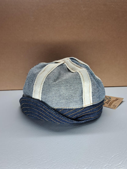 Baird Jeans Inside-Out Denim Hat Welding Cap Blue Raw Denim Fitted Military Mechanic Engineer
