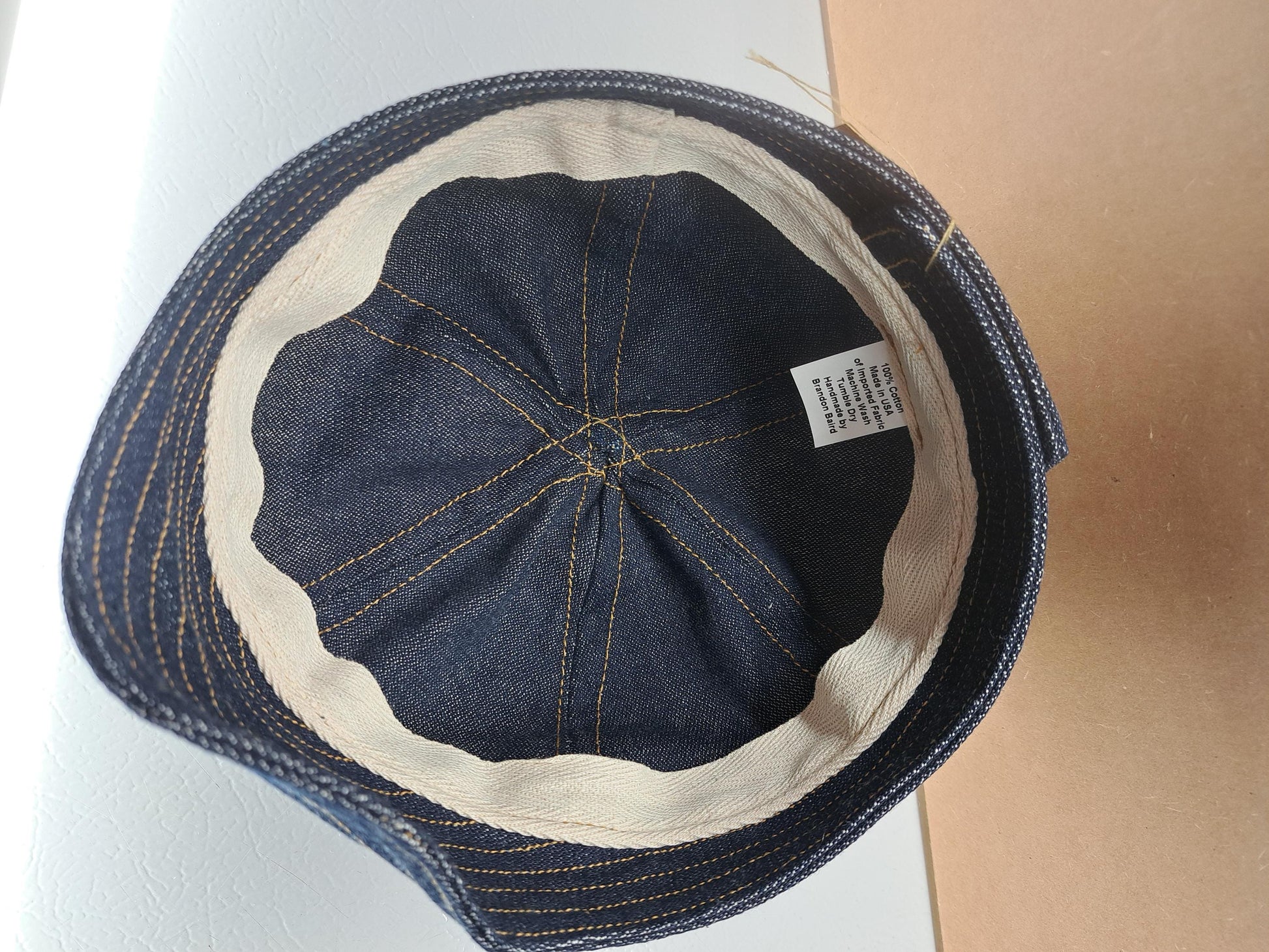 Baird Jeans Inside-Out Denim Hat Welding Cap Blue Raw Denim Fitted Military Mechanic Engineer