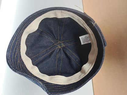 Baird Jeans Inside-Out Denim Hat Welding Cap Blue Raw Denim Fitted Military Mechanic Engineer