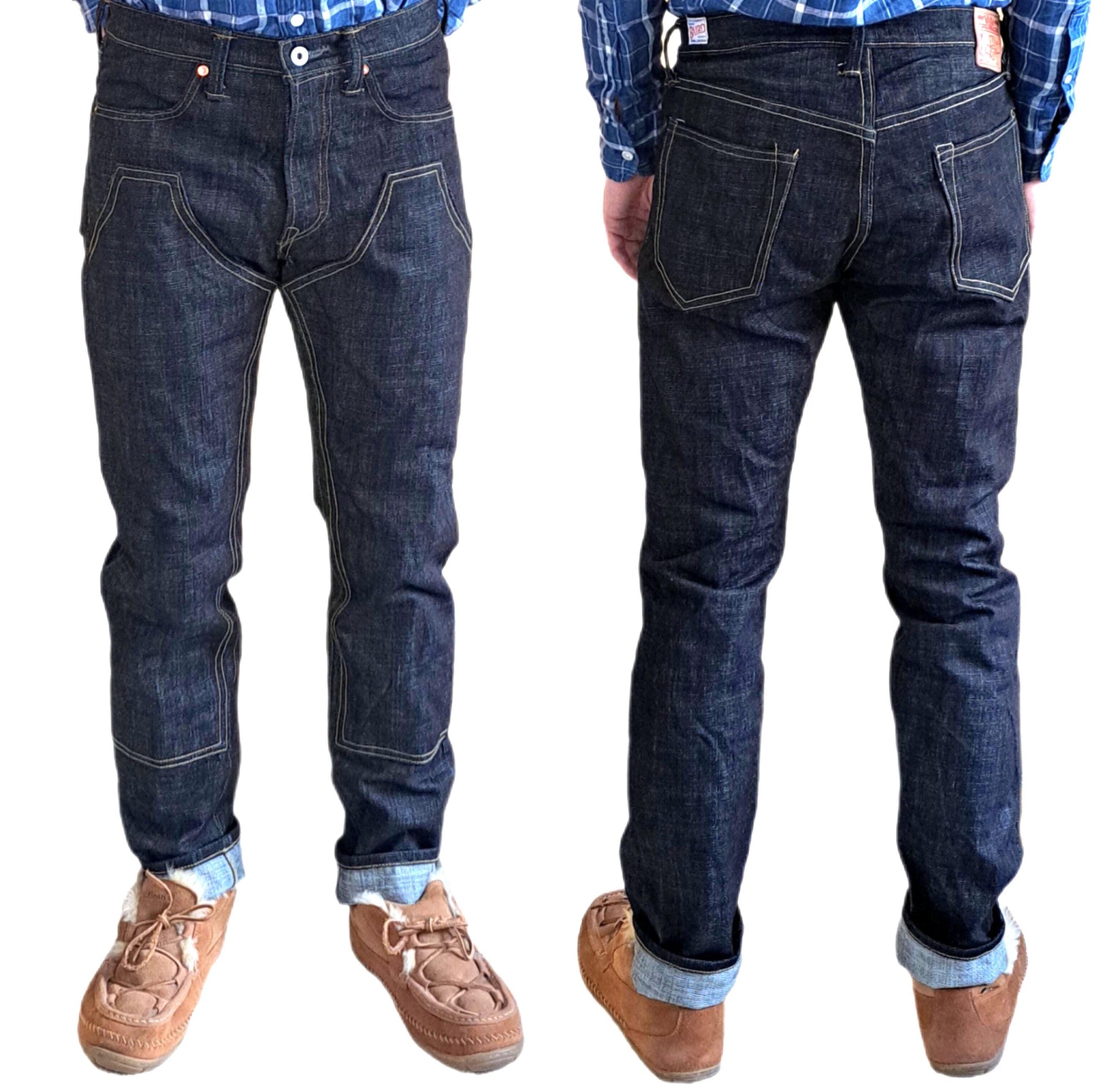 Lot E • Custom Order Baird Jeans Mens Selvedge 14.5oz Raw Heavyweight Slubby Thai Redline Denim Double Knee/Classic Made in Illinois, USA