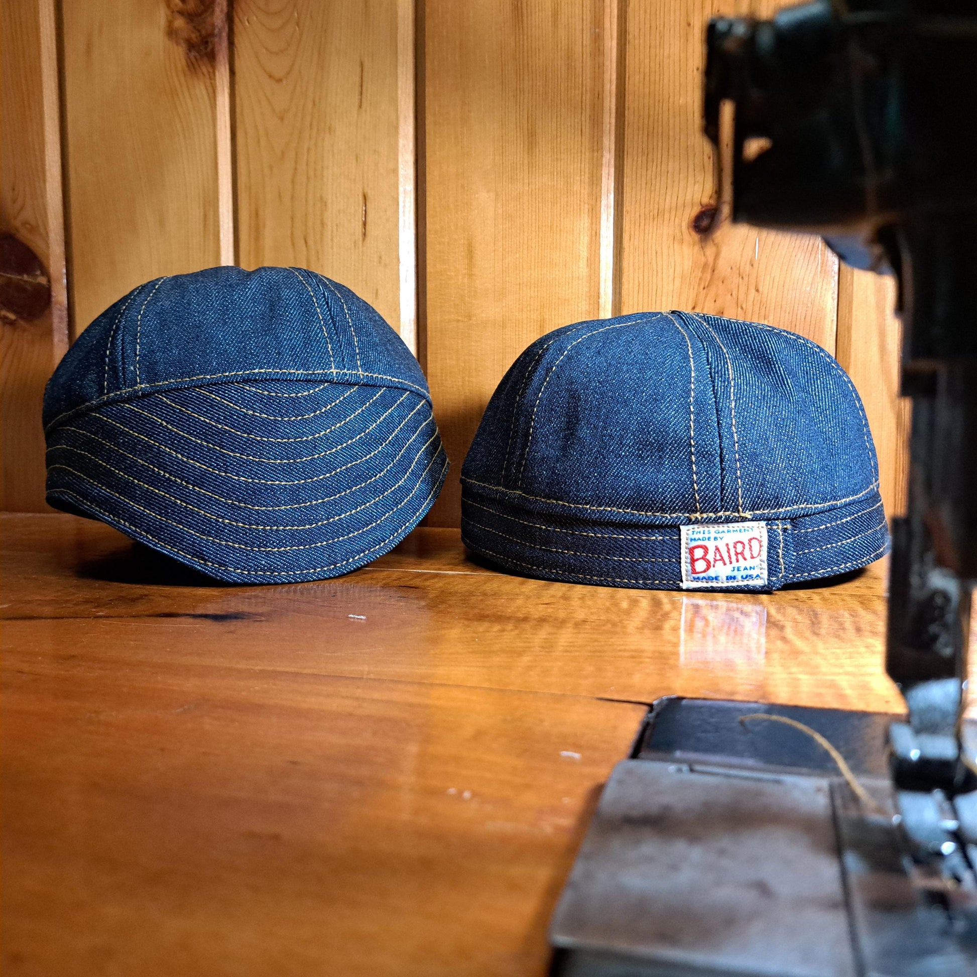 Baird Jeans Denim Hat Welding Cap Blue Raw Denim Fitted Military Mechanic Engineer