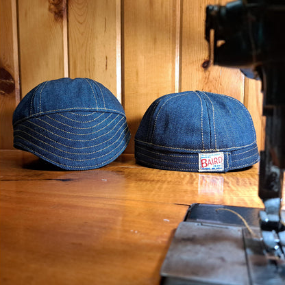 Baird Jeans Denim Hat Welding Cap Blue Raw Denim Fitted Military Mechanic Engineer